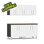Ulti-MATE Garage Cabinets 6-Piece Garage Cabinet Kit with Bamboo Worktop in Starfire White Metallic