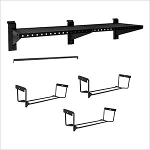 Stealth Slatwall 48-Inch Heavy Duty Metal Shelf with Tool Holders and Clothing Rod