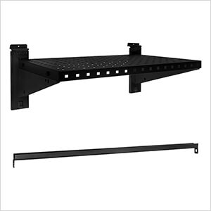 Stealth Slatwall 24-Inch Heavy Duty Metal Shelf with Clothing Rod