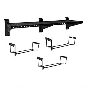 Stealth Slatwall 48-Inch Heavy Duty Metal Shelf with Tool Holders