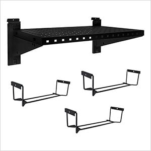 Stealth Slatwall 24-Inch Heavy Duty Metal Shelf with Tool Holders
