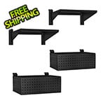 Proslat Garage Slatwall Stealth Slatwall Heavy-Duty Shelf and Basket Kit