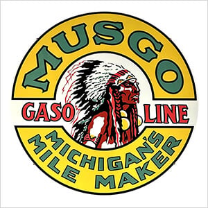 Musgo Gasoline 36-Inch Metal Sign