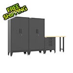 Armadillo Tough Black 4-Piece Garage Cabinet Set with Levelers