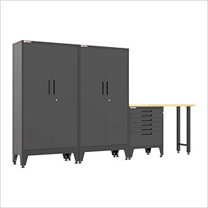 Black 4-Piece Garage Cabinet Set with Levelers