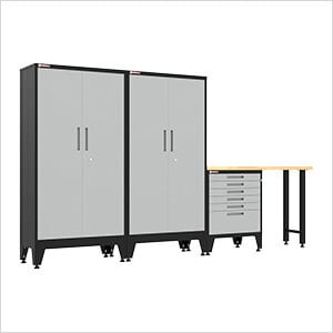 Grey 4-Piece Garage Cabinet Set with Levelers