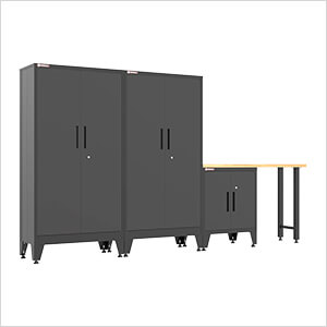 Black 4-Piece Garage Cabinet Set with Levelers