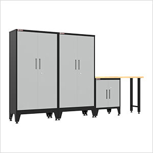 Grey 4-Piece Garage Cabinet Set with Levelers