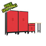 Armadillo Tough Red 4-Piece Garage Cabinet Set with Levelers