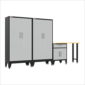 Grey 4-Piece Garage Cabinet Set with Levelers