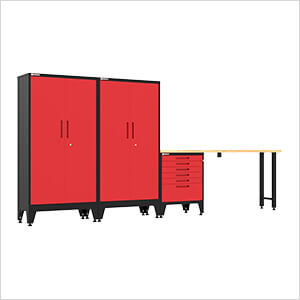 Red 4-Piece Garage Cabinet Set with Levelers
