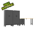 Armadillo Tough Black 4-Piece Garage Cabinet Set with Levelers