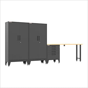 Black 4-Piece Garage Cabinet Set with Levelers