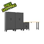 Armadillo Tough Black 4-Piece Garage Cabinet Set with Levelers