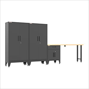 Black 4-Piece Garage Cabinet Set with Levelers