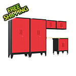 Armadillo Tough Red 6-Piece Garage Cabinet Set with Levelers