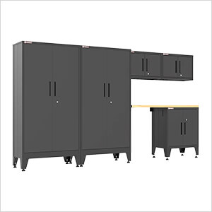 Black 6-Piece Garage Cabinet Set with Levelers