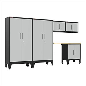 Grey 6-Piece Garage Cabinet Set with Levelers