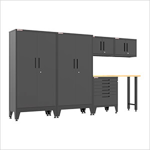Black 6-Piece Garage Cabinet Set with Levelers