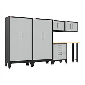 Grey 6-Piece Garage Cabinet Set with Levelers