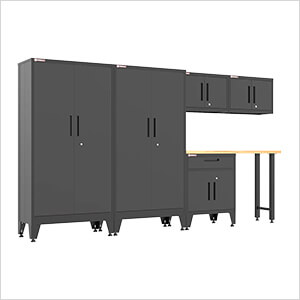 Black 6-Piece Garage Cabinet Set with Levelers
