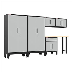 Grey 6-Piece Garage Cabinet Set with Levelers