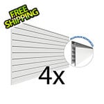 Proslat Garage Slatwall 4 ft. x 8 ft. PROCORE PVC Slatwall (4-Pack White)