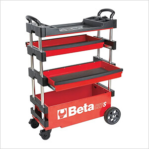 Collapsible Rolling Tool Cart Trolley (Red)