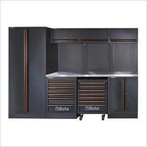 Garage Tool Storage System with Roller Cabinet
