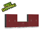 Ulti-MATE Garage Cabinets 8-Piece Garage Cabinet Kit with Bamboo Worktop in Ruby Red Metallic