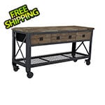 DuraMax 72" Industrial Metal and Wood Workbench with Drawers (Aged Macadamia)