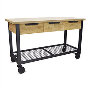 Rove 62-Inch Industrial Metal and Wood Workbench